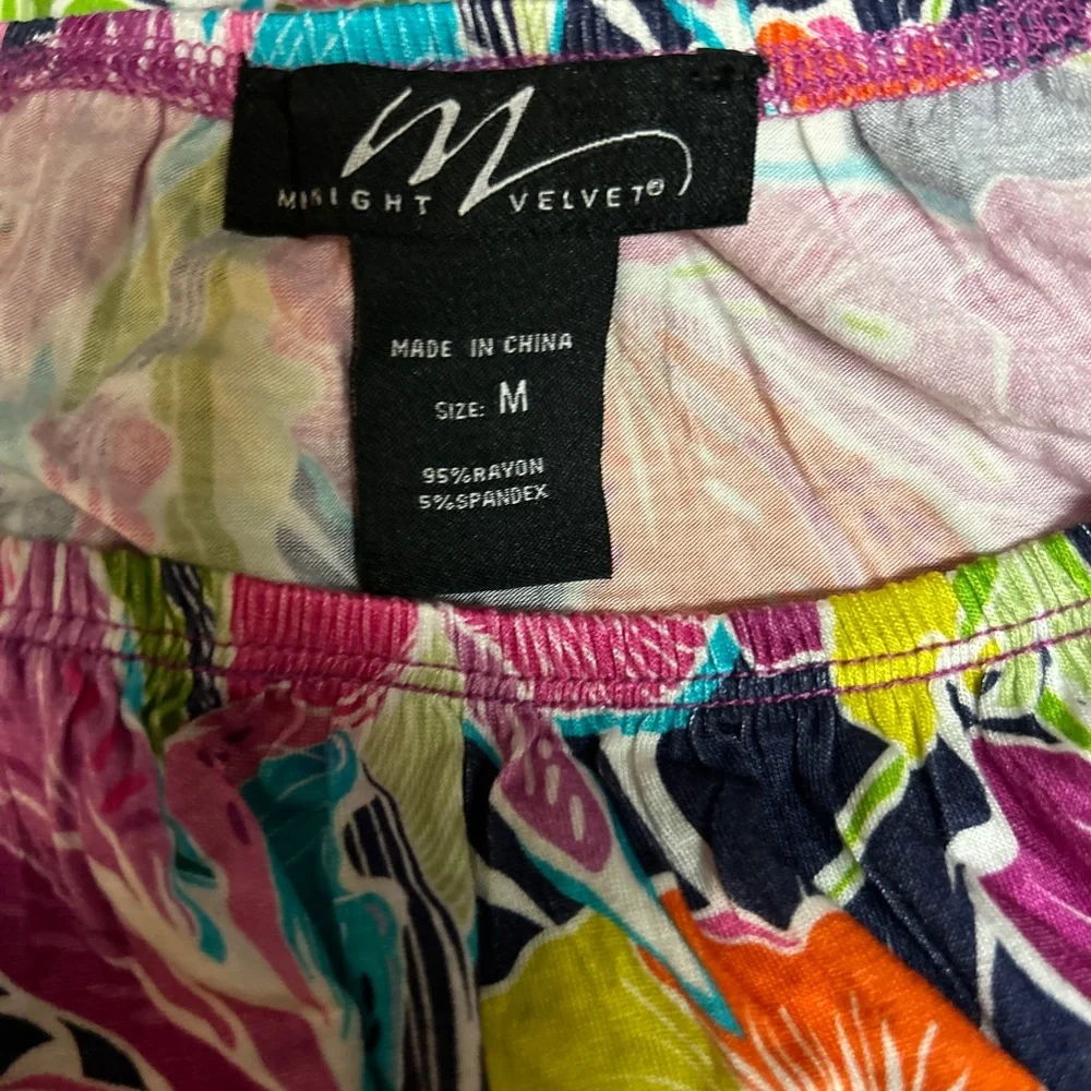 Midnight Velvet Tropical Floral High Low Tunic Casual Office Casual Knit Top - Picture 11 of 13